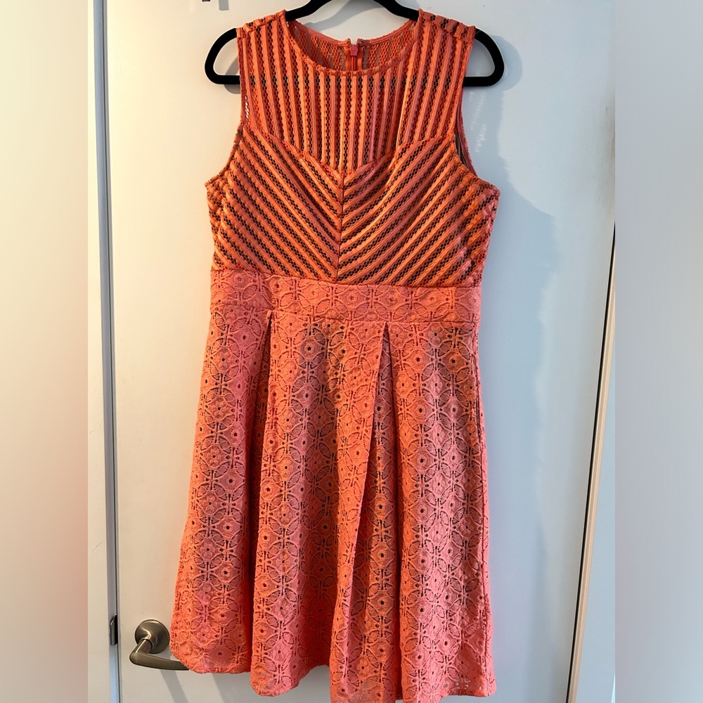 New York & Company Lace Dress (Peach, US L)